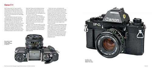 Zwei Ansichten der Canon F-1 Kamera mit Objektiv.