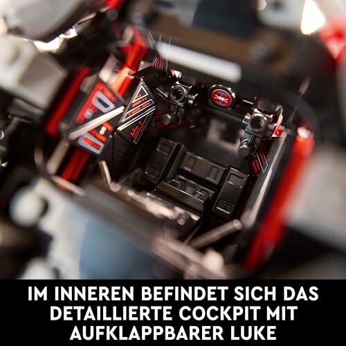 Detailiertes LEGO-Cockpit mit aufklappbarer Luke.